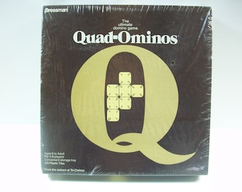 Quad-Ominos Dominoes Game, Vintage Sealed Pressman Domino Game, USA 1978