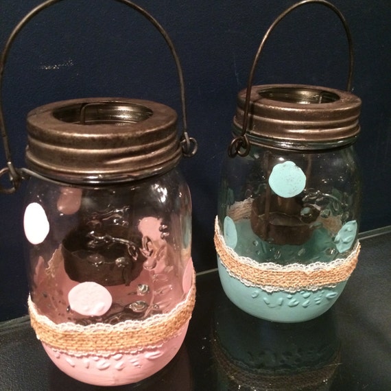 CLEARANCE hanging votive mason jar cottage chic mason jar