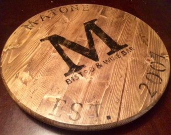Customizable Wine Barrel Inspired Lazy Susan w/Custom Logo