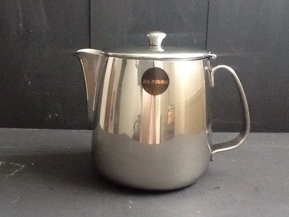 Vintage 1970s inox Alessi teapot The Cracked Plate
