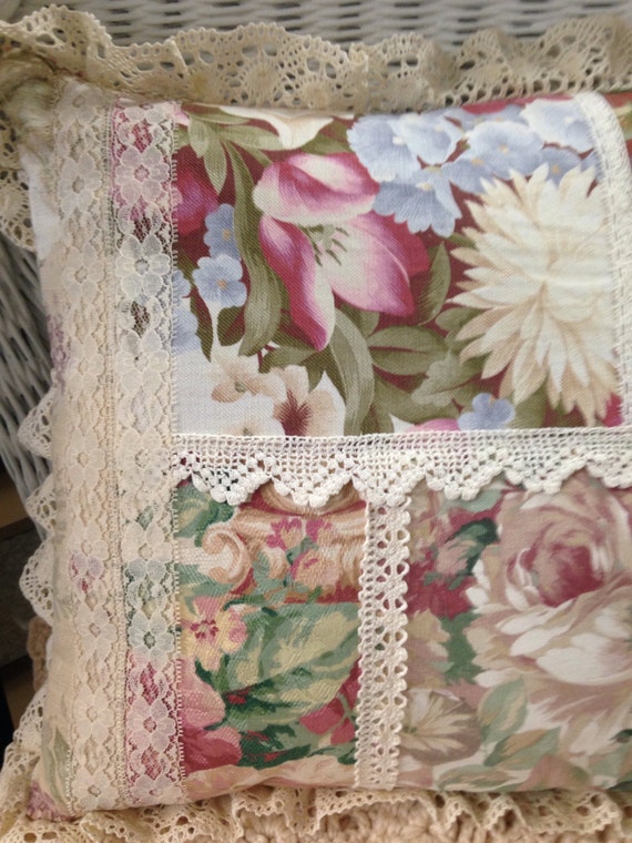 Vintage 1950's Barkcloth Pillow embellished with Vintage