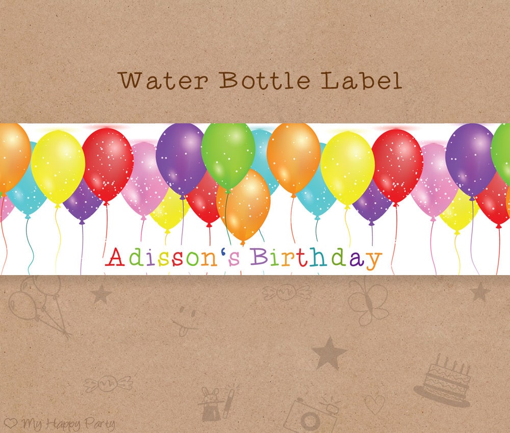 Balloons Water Bottle Label Balloons Birthday Balloons
