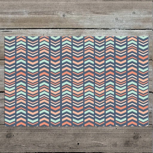 Blue Mint and Coral Pattern Rug Nursery Rug by mallorylynndecor