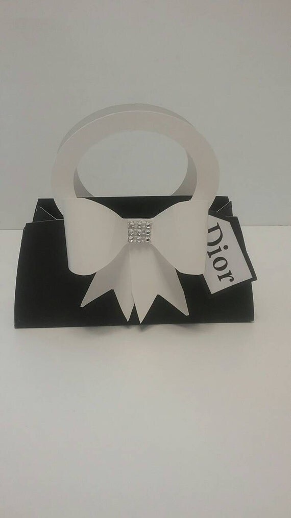 10 pc paper purse favor box. Black and white paper purse gift