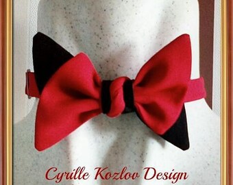Tie a butterfly Red Black of gabardine