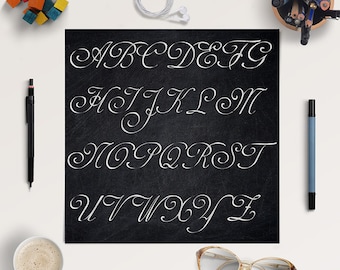 CURSIVE HANDWRITING, Chalkboard Alphabet, Chalkboard Letters, Chalkboard Font Clipart, Coupon Code: BUY5FOR8