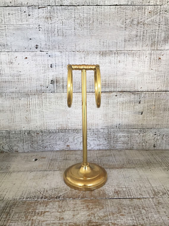 RESERVED Towel Holder Brass Towel Stand Hollywood Regency Hand