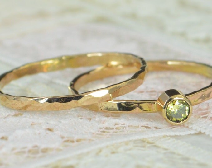 Topaz Engagement Ring, 14k Gold, Topaz Wedding Ring Set, Rustic Wedding Ring Set, November Birthstone, Solid 14k Topaz Ring