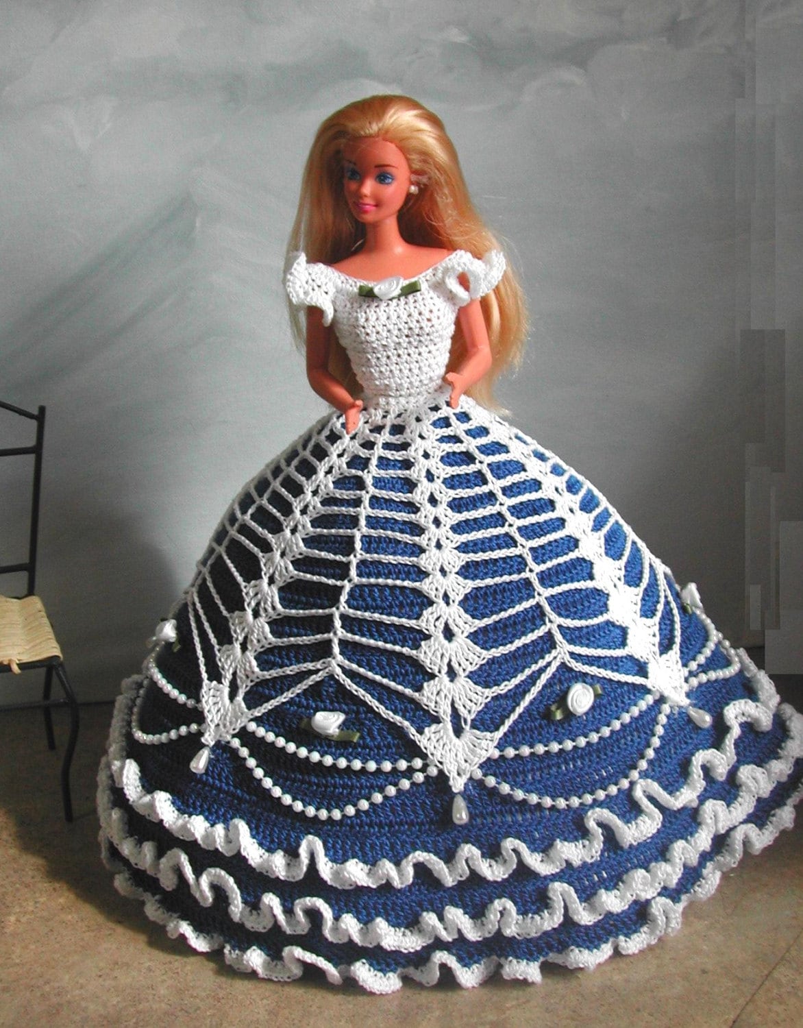 Crochet Fashion Doll Barbie Pattern 584 COTILLION BALL GOWN
