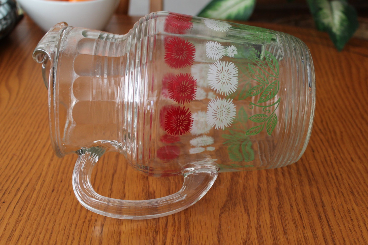 Large Vintage Glass Ice Tea Pitcher Mid by campeauscollectables