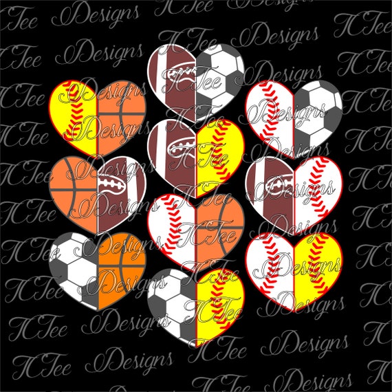Download Sports Mom Split Hearts SVG Design Download Vector Cut