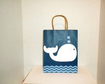 Whale Gift Bag-Large Gift Bags, Gift Bags, Baby Shower Gift Bags, Paper Gift Bags,Paper Bags, Nautical Gift Bags
