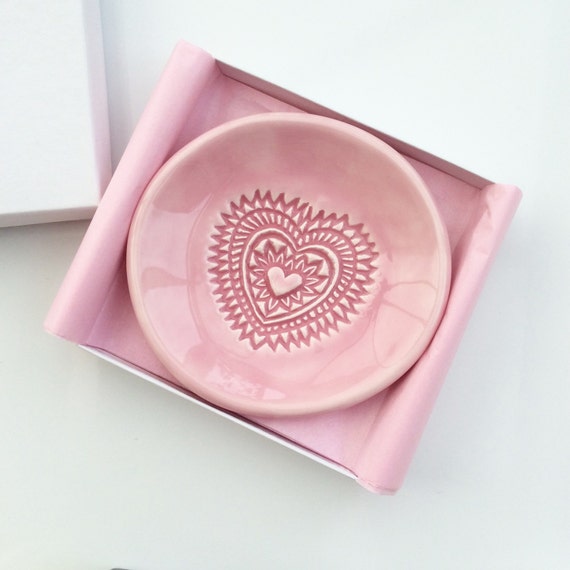 Ring Dish Trinket Dish Jewelry Dish Pink Heart Pastel