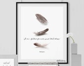 Inspirational print, Shakespeare printable quote, Wall Art, I am a feather for each wind that blows, wall decor, art print, INSTANT DOWNLOAD