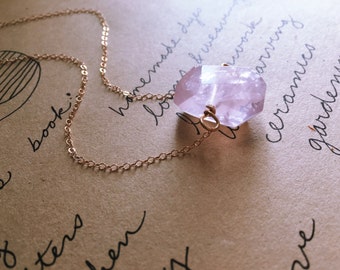 Rose Quartz Necklace - Crystal Necklace-Pink Quartz Necklace - Rose Quartz Pendant Necklace - Rose Quartz Crystal Necklace