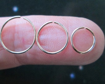 Small Thin Gold Hoop, Small Gold Cartilage Hoop, 22 Gauge Gold Helix Hoop 6mm 8mm 10mm, Gold Nose Ring, 14K Gold Filled Hoop Helix Earring