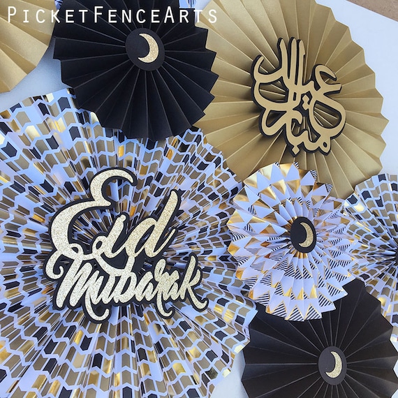 Black and Gold Eid Decor Eid Decorations Eid Paper Fans