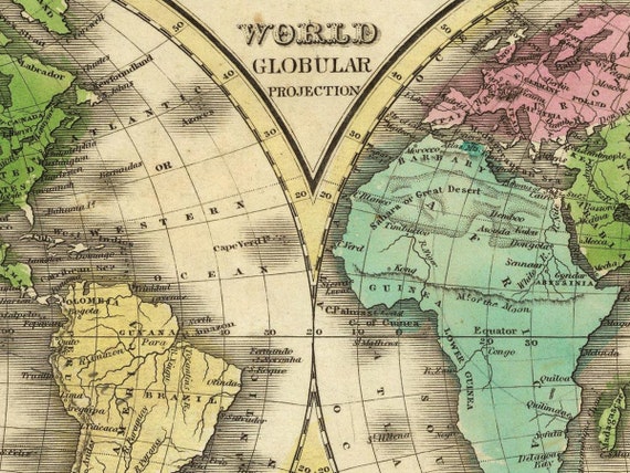 antique world map globular projection map world map poster wall world map antique map poster vintage map cp008 antique world map globular projection map world map poster wall world map antique map poster vintage map cp008