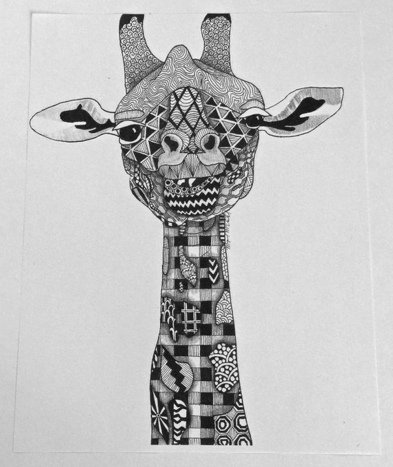 Items similar to Giraffe Zentangle Art on Etsy