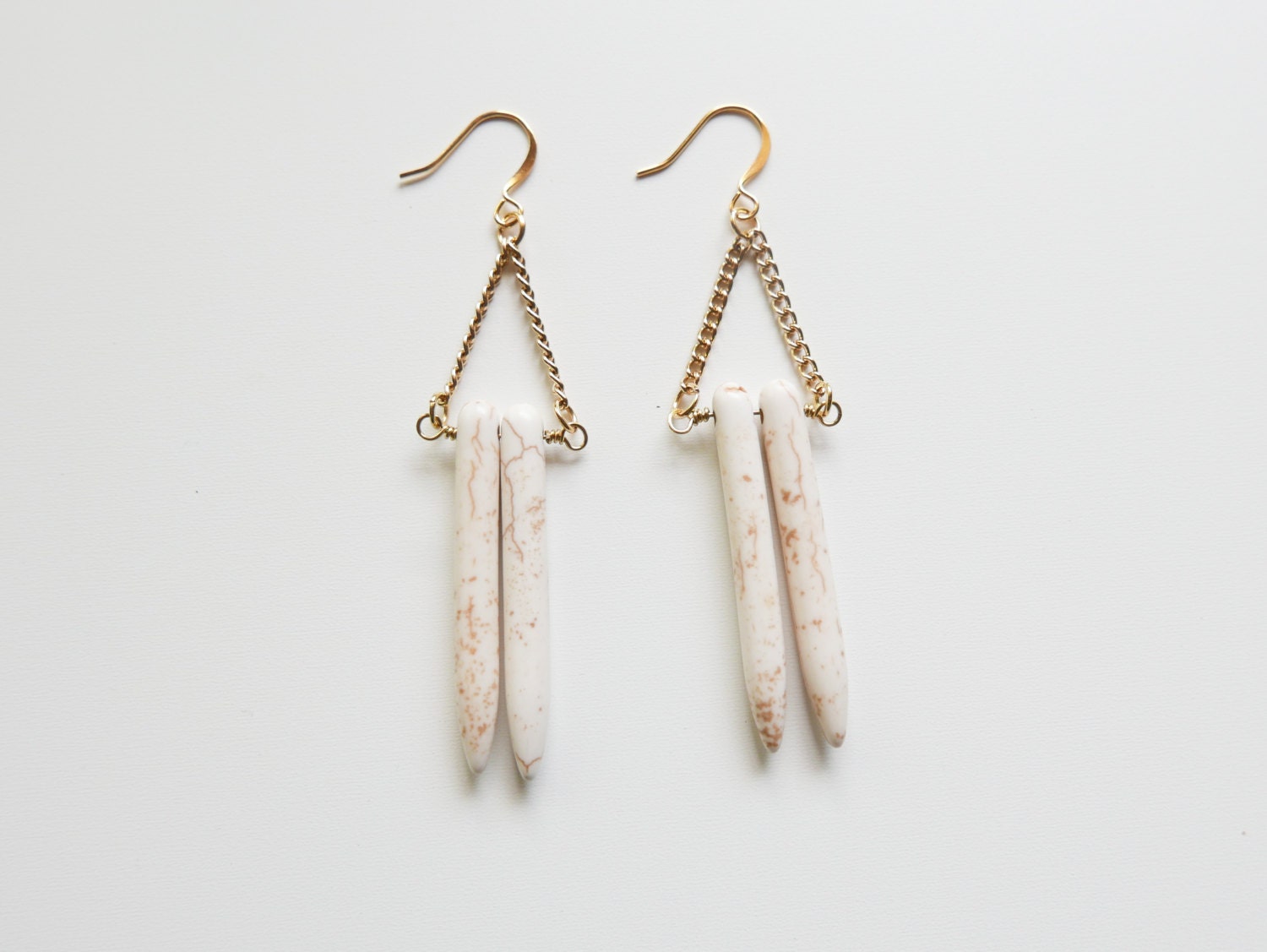 White Spike Earrings Dangle Earrings by CityStoneStudio on Etsy