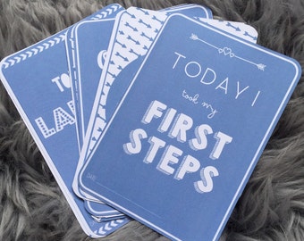 Baby Milestone Cards - Blue Milestone Cards - Boy Milestone Cards - Baby Shower Gift - New Baby Gift - Monthly Photo Props - Pregnancy Gift