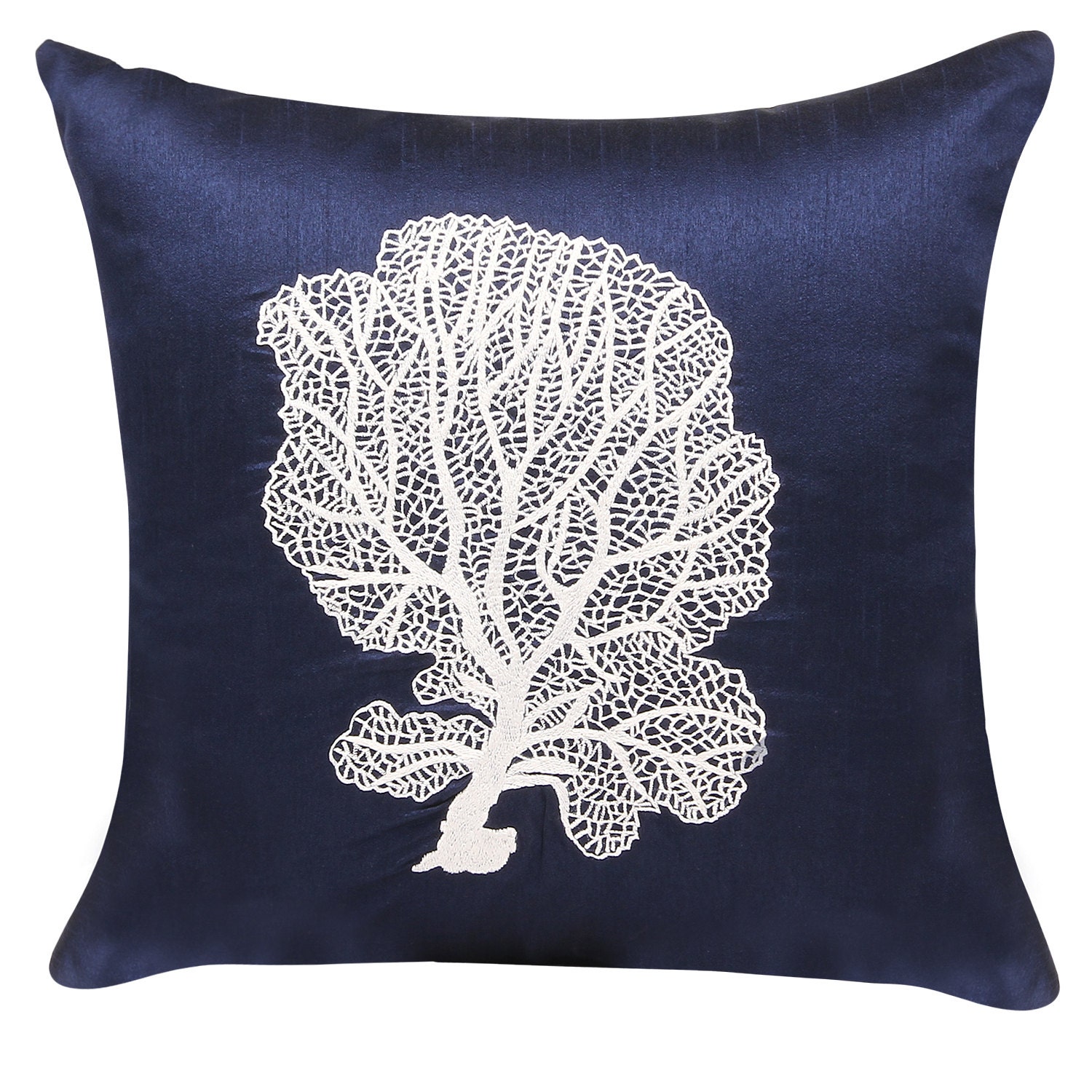 Coral Pillow Cover Dark Blue Coral Pillow Coral Reef Nautical