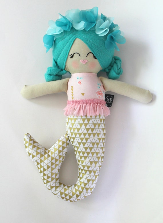 Aquata the plush rag mermaid doll by stapleydolls on Etsy