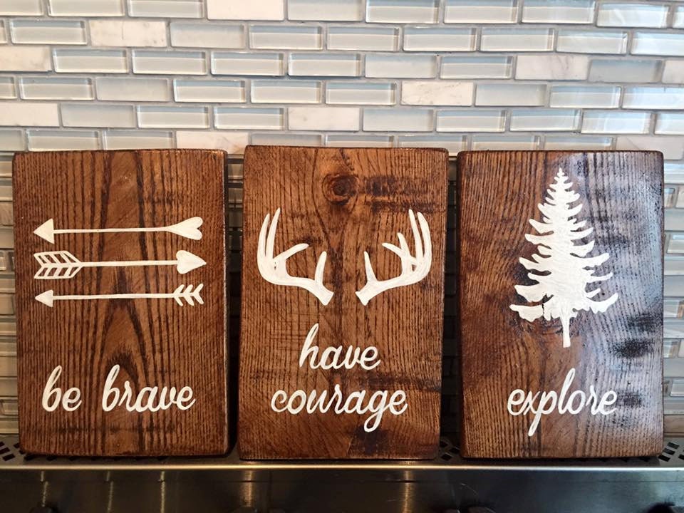 Have courage Explore Be brave wood sign Set of 3 by DeSignerSigns