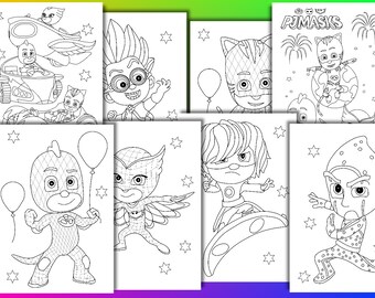 PJ Masks coloring pages, PJ Masks Birthday Party Favor, Instant Download, PDF file