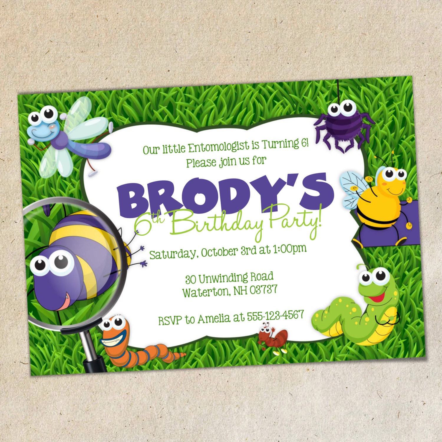 Bug Party Invitation Template 1