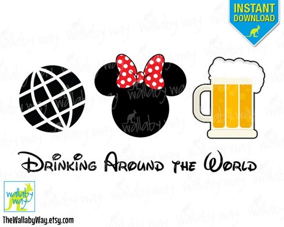 Epcot Drinking Around the World Printable Iron On Transfer or