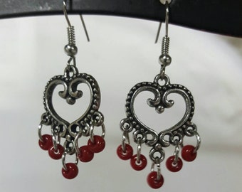 Items similar to Vintage Red Heart Earrings on Etsy