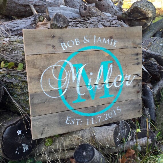 Custom Name Sign, Pallet Last Name Wood Sign, Rustic Family Established