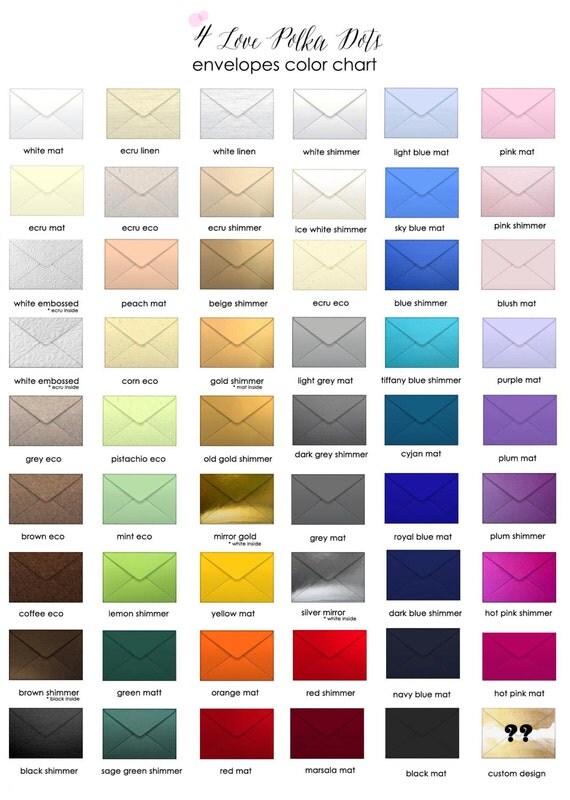 Paper Color Chart, Envelope Color Chart, Ribbon Color chart, Thread color chart , Fonts Chart www.4lovepolkadots.com