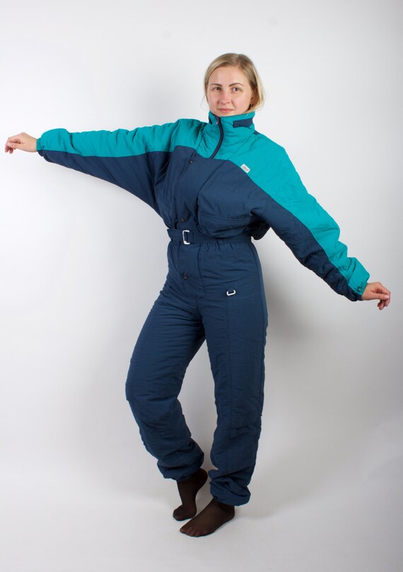 Ski Suit ETIREL Dark Blue Retro Slalom Ski Overalls Navy