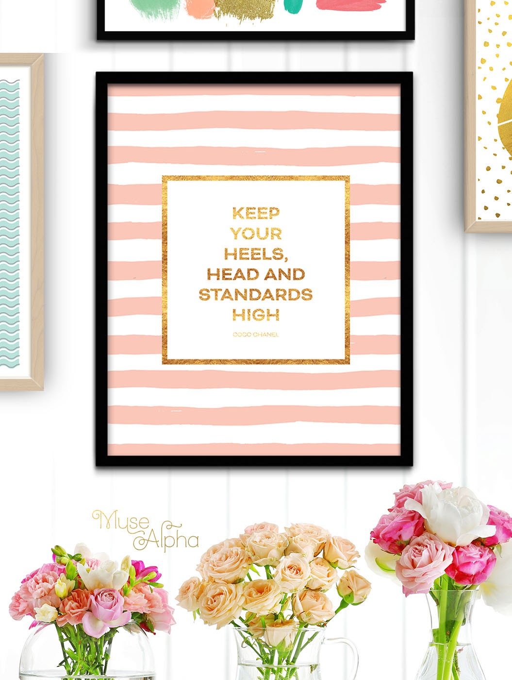 Blush Pink Decor Coral Pink Chanel Wall Art Chic Chanel