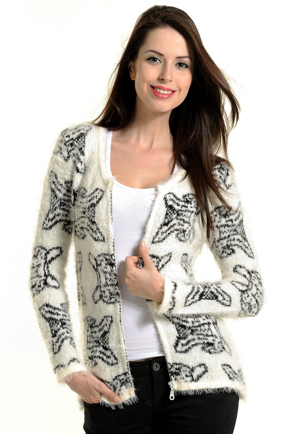zip up sweater long cardigans for women open by knitfashionable