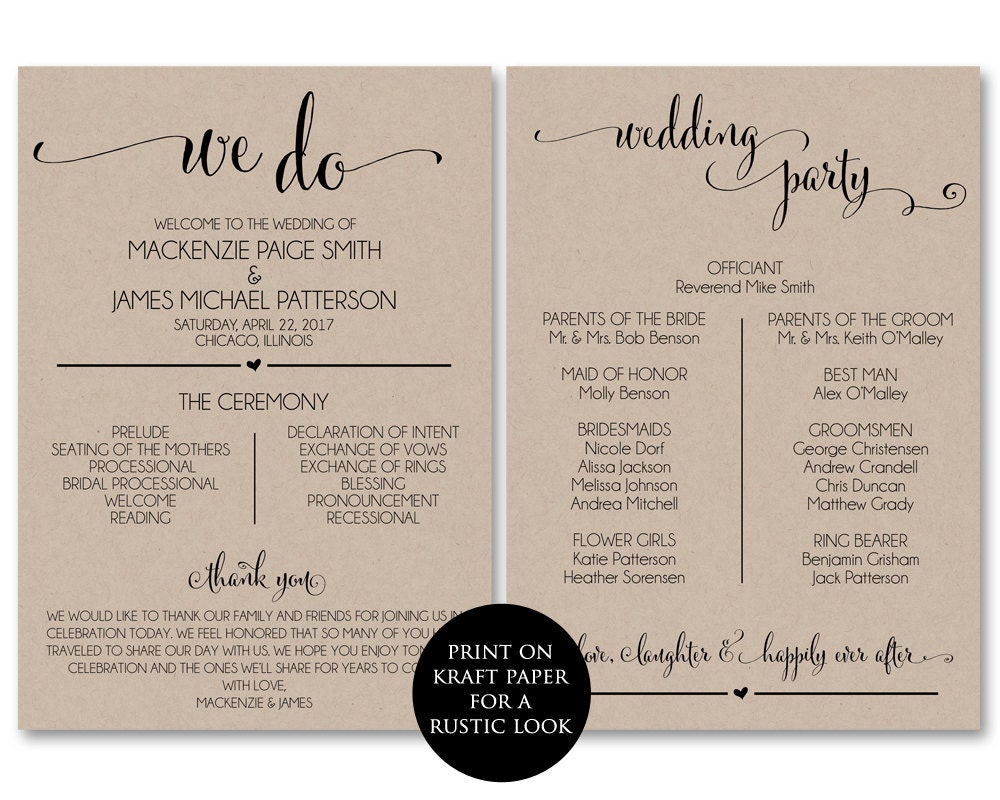  Wedding  Program  Template  Wedding  Program  Printable  We Do