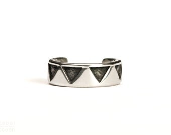 Sterling Silver Ear Cuff Earring Black Triangle Ear Wrap Earrings Boho Jewelry - ECU004