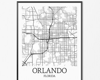 Orlando Map Art Print, Orlando Poster Map of Orlando Decor, Orlando City Map Art, Orlando Gift, Orlando Florida Art Poster