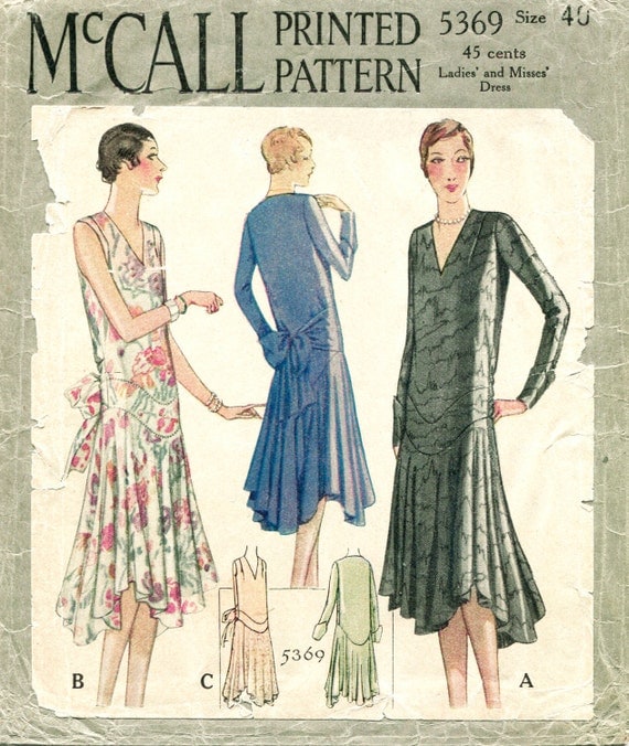 1920s Fashion & Clothing | Roaring 20s Attire 1920s 1930s vintage sewing pattern flapper day or evening dress bias cut drop waist PICK YOUR SIZE bust 32 34 36 38 40 reproduction $22.00 AT vintagedancer.com