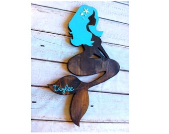 Mermaid Wood Wall Art large wooden mermaid | etsy Mermaid Wood Wall Art large wooden mermaid | etsy