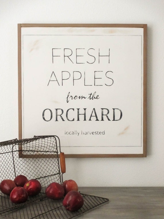 Items similar to Fresh Apples Farmhouse sign; handpainted wood sign; rustic decor on Etsy