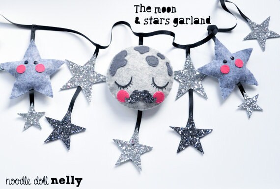 Moon & stars garland Room decoration Gallery by NoodledollNelly