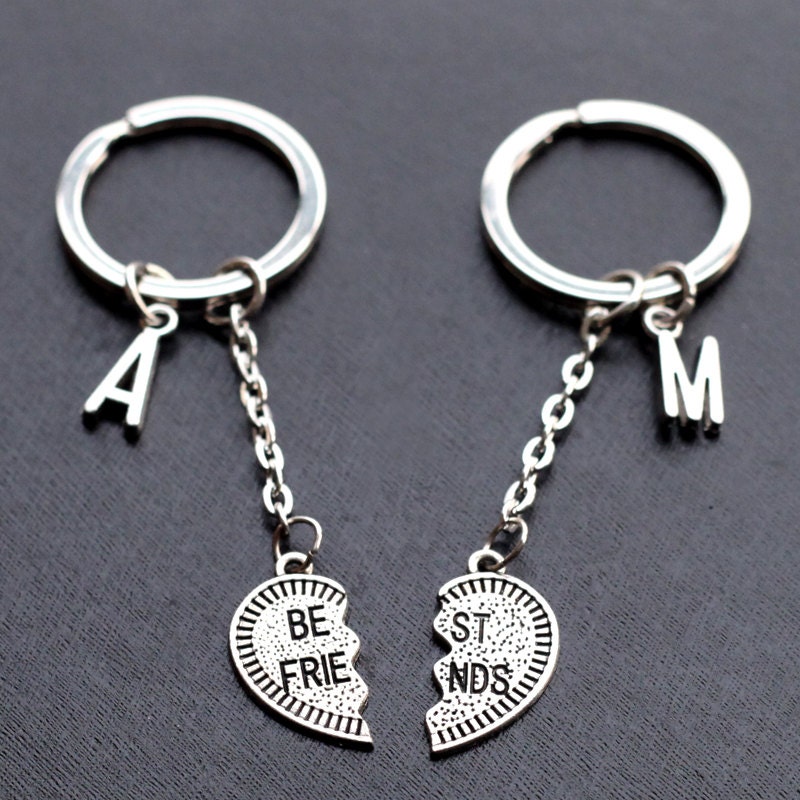Best Friends Keychain initials friendship Keychain set