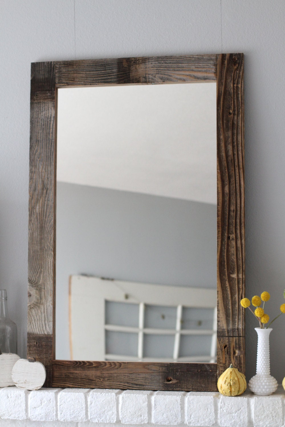 Reclaimed Wood Mirror Large Mirror Farmhouse Mirror Rustic