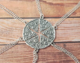 Pizza Necklace Set, Best Friends Necklace, BFF Gift, Pizza Slices, Friendship Group Gift, Food Necklace, Team Jewelry, Squad Gift, Junk Food
