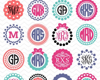20 Scalloped Monogram Frames - SVG, DXF, EPS, Studio3 - Circle Monograms Cut Files for Silhouette Studio, Cricut Explore, Vinyl Cutters