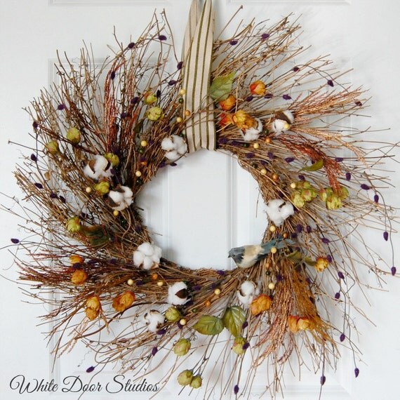 Rustic Twig Wreath Front Door Wreath Year by WhiteDoorStudios