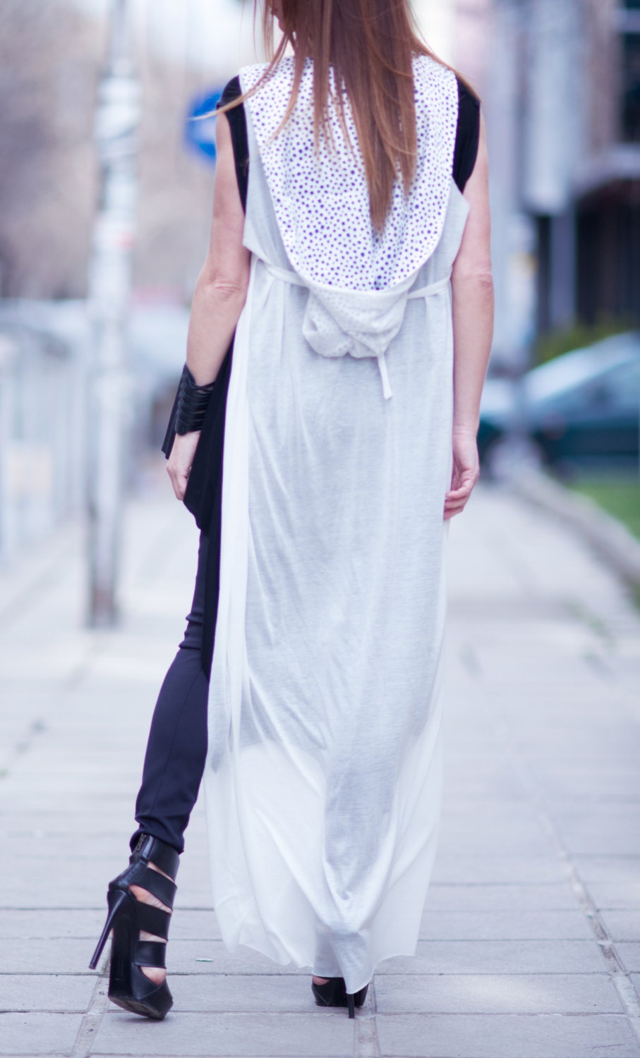 White Hooded Knitted Vest Summer Vest Womens Knitted Top